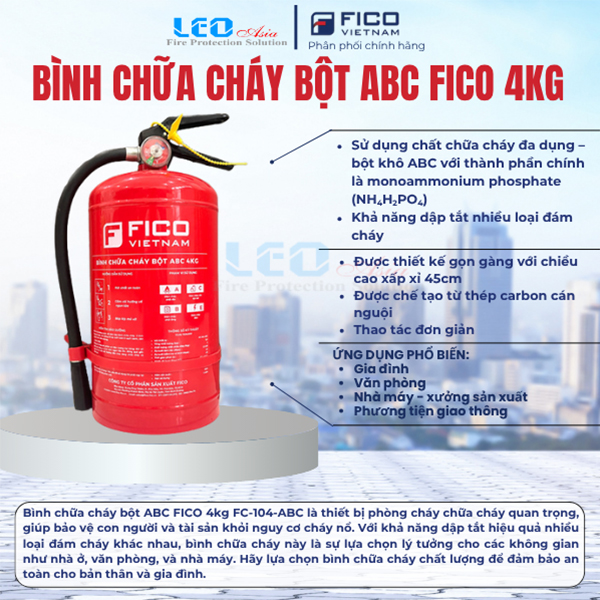 Bình chữa cháy bột ABC FICO 4kg FC-104-ABC