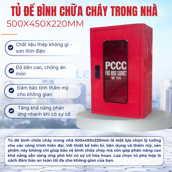 Tủ để bình chữa cháy trong nhà 500x450x220mm