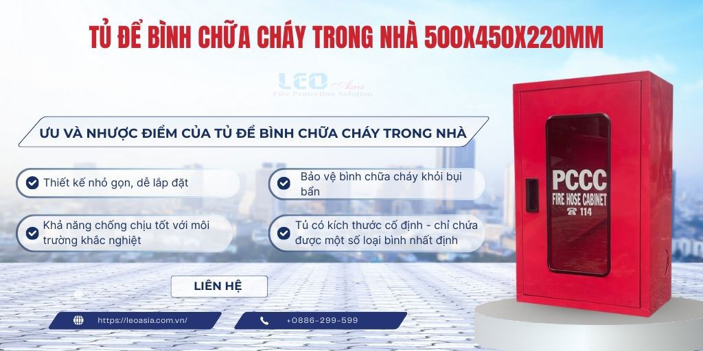 Tủ để bình chữa cháy trong nhà 500x450x220mm