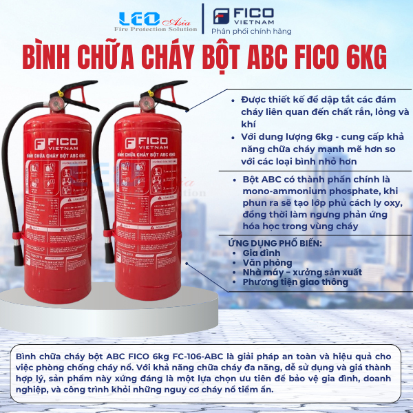 Bình chữa cháy bột ABC FICO 6kg FC-106-ABC