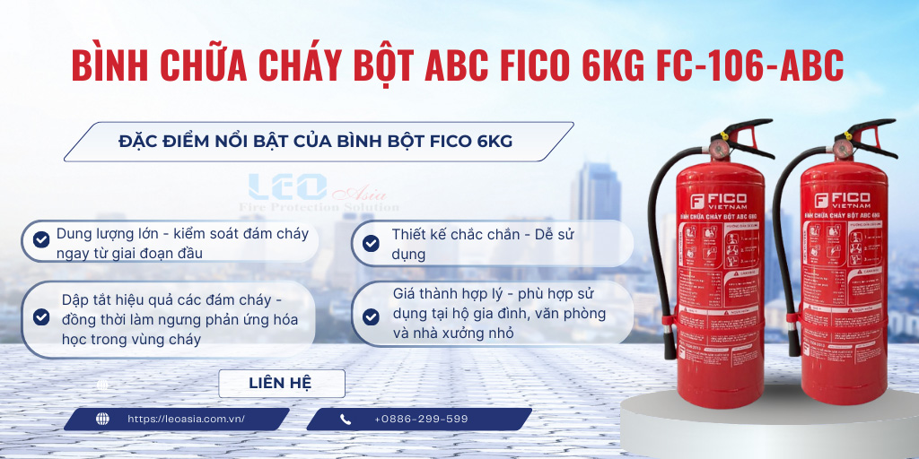 Bình chữa cháy bột ABC FICO 6kg FC-106-ABC