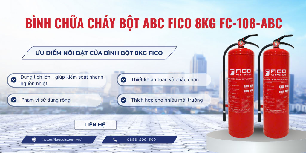 Bình chữa cháy bột ABC FICO 8kg FC-108-ABC