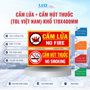 CLCT tol 170x400mm - Cấm lửa Cấm thuốc Tol khổ 170x400mm