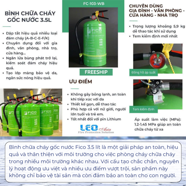 Bình chữa cháy gốc nước FICO FC-103-WB 3.5 Lít