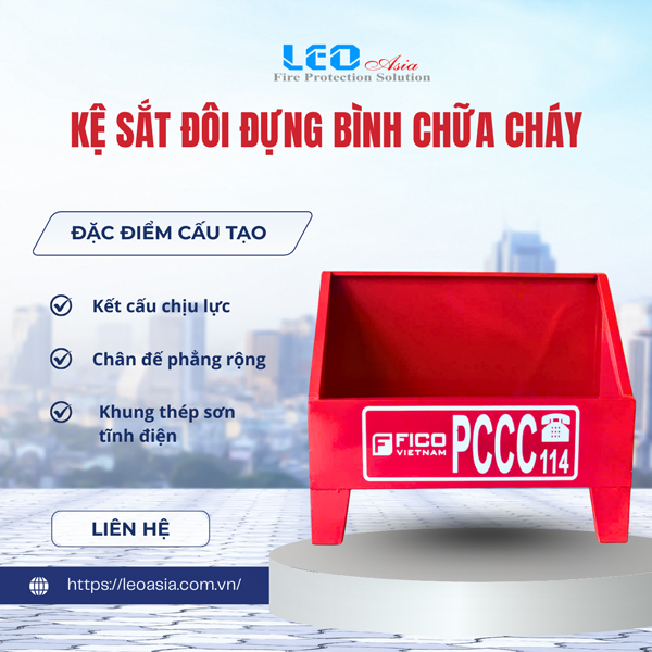 Kệ sắt đôi đựng bình chữa cháy