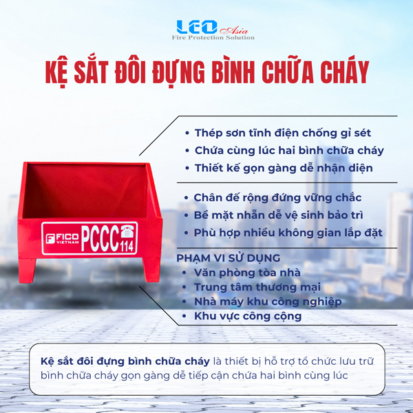 Kệ sắt đôi đựng bình chữa cháy