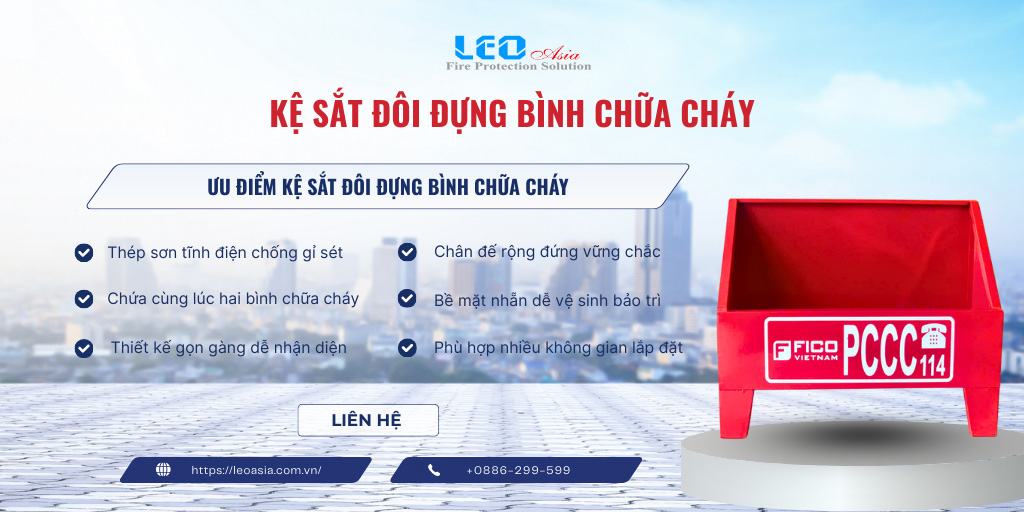 Kệ sắt đôi đựng bình chữa cháy