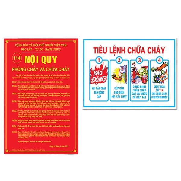 Nội quy + Tiêu Lệnh PCCC, khổ 300 x500mm, chất liệu Mica 1 tấm - Việt Nam