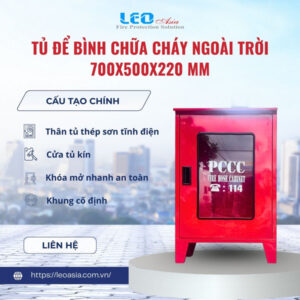 Tủ để bình chữa cháy ngoài trời 700x500x220 mm