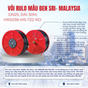 Vòi rulo màu Đen, DN25, dài 30m, HRS038-MS-722-RD, Sri- Malaysia