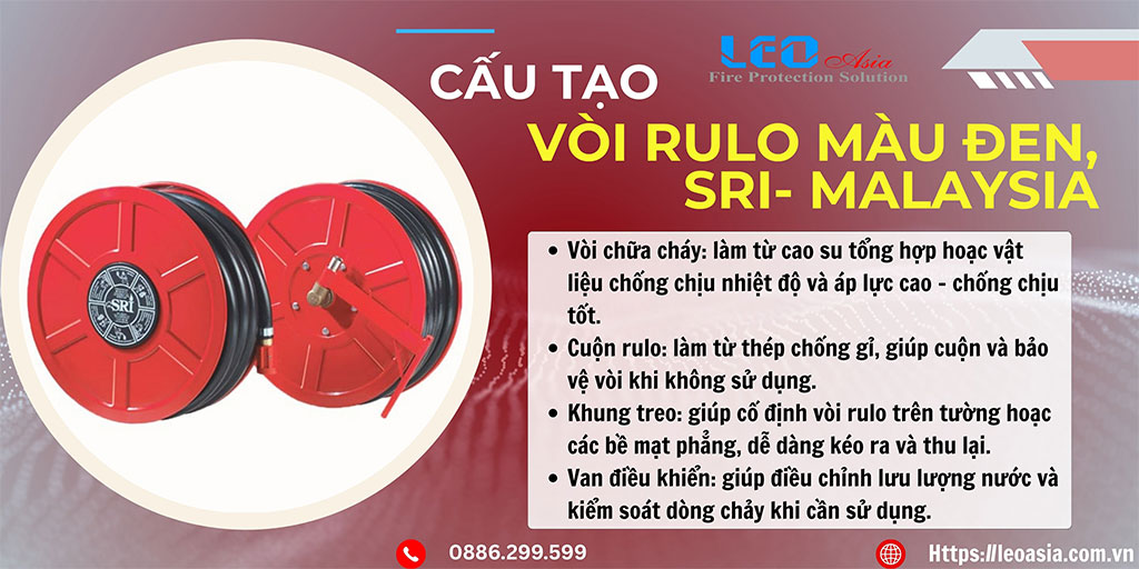 Vòi rulo màu Đen DN25, dài 30m, HRS038-MS-722-RD, Sri- Malaysia