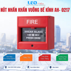 Nút nhấn khẩn vuông bể kính AH- 0217, không có nắp bảo vệ, đã có tem kiểm định