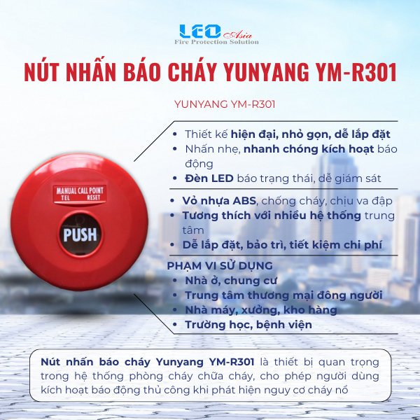 Nút nhấn báo cháy Yunyang YM-R301