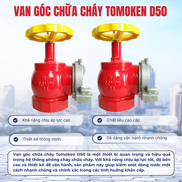 Van góc chữa cháy Tomoken D50