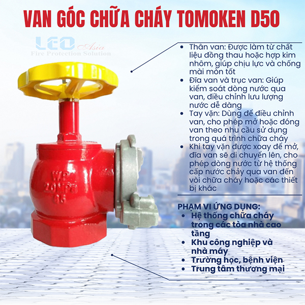 Van góc chữa cháy Tomoken D50
