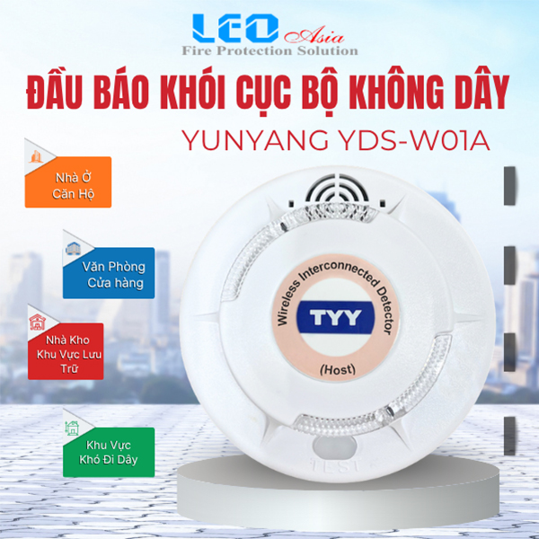 Đầu báo khói cục bộ không dây Yunyang YDS-W01A Đầu báo khói cục bộ không dây Yunyang YDS-W01A