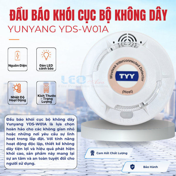 Đầu báo khói cục bộ không dây Yunyang YDS-W01A