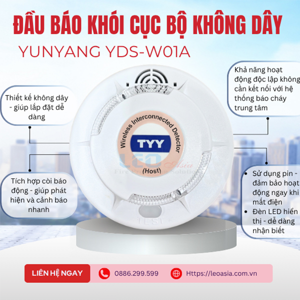 Đầu báo khói cục bộ không dây Yunyang YDS-W01A