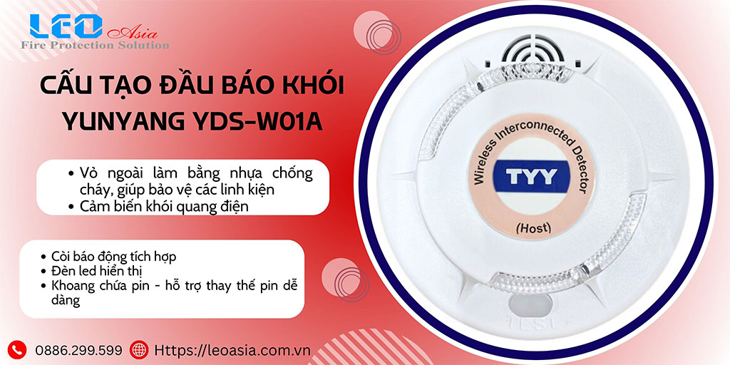 Đầu báo khói cục bộ không dây Yunyang YDS-W01A