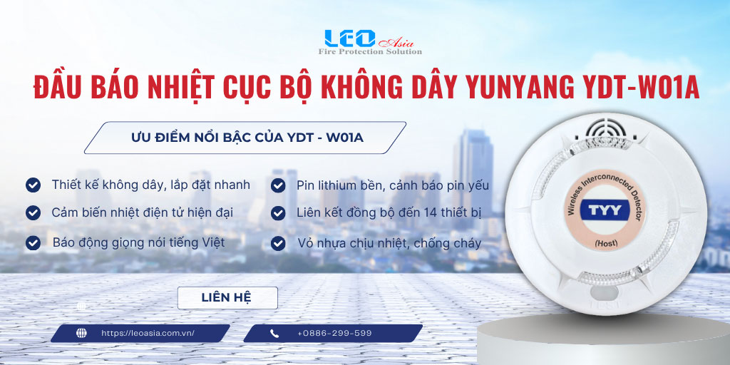 Đầu báo nhiệt cục bộ kết nối không dây Yunyang YDT-W01A