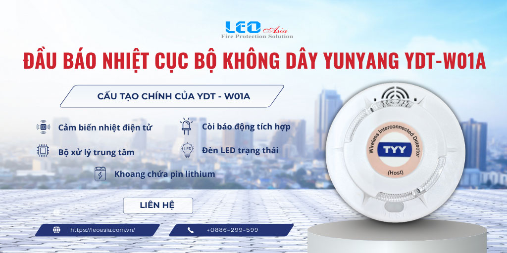 Đầu báo nhiệt cục bộ kết nối không dây Yunyang YDT-W01A