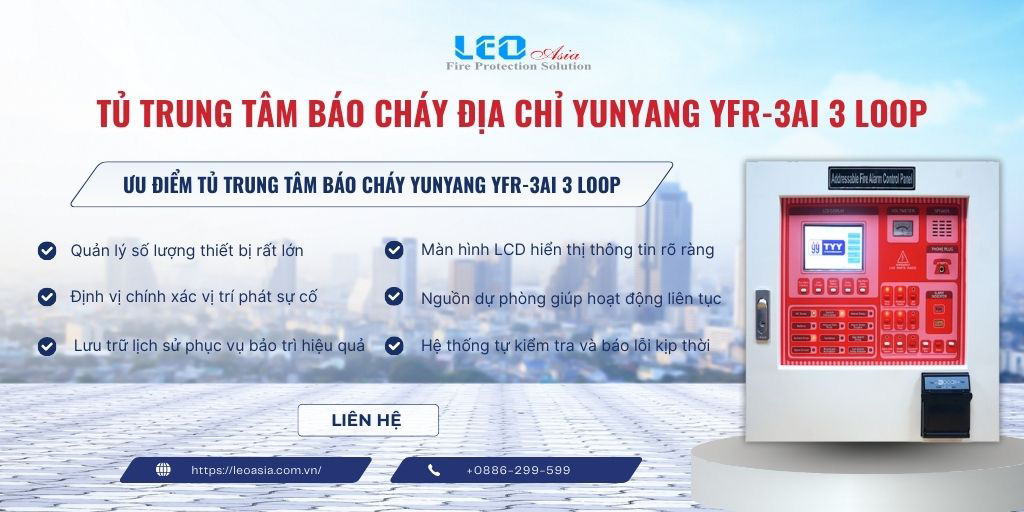 Tủ trung tâm báo cháy địa chỉ Yunyang YFR-3AI 3 Loop