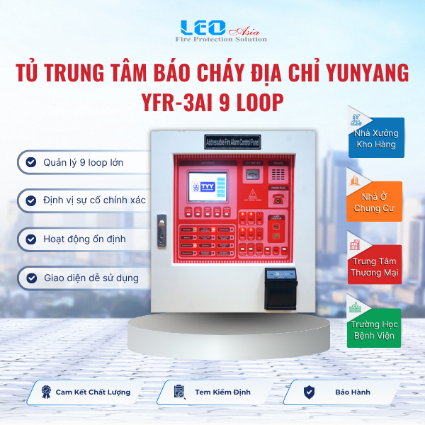 Tủ trung tâm báo cháy địa chỉ Yunyang YFR-3AI 9 Loop Tủ trung tâm báo cháy địa chỉ Yunyang YFR-3AI 9 Loop