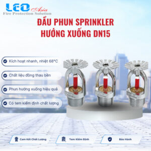 Đầu phun sprinkler hướng xuống DN15, 68oC- China có tem kiểm định