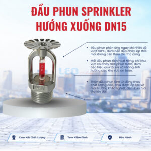 Đầu phun sprinkler hướng xuống DN15, 68oC- China có tem kiểm định