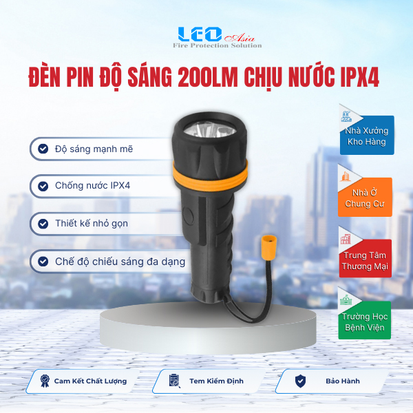 Đèn pin độ sáng 200lm, chịu nước IPX4 Đèn pin độ sáng 200lm, chịu nước IPX4