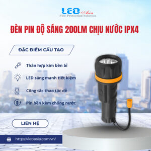 Đèn pin độ sáng 200lm, chịu nước IPX4