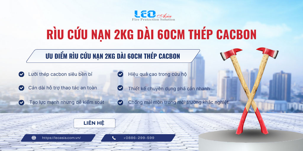 Rìu cứu nạn nặng 2kg dài 60cm thép cacbon cường độ cao