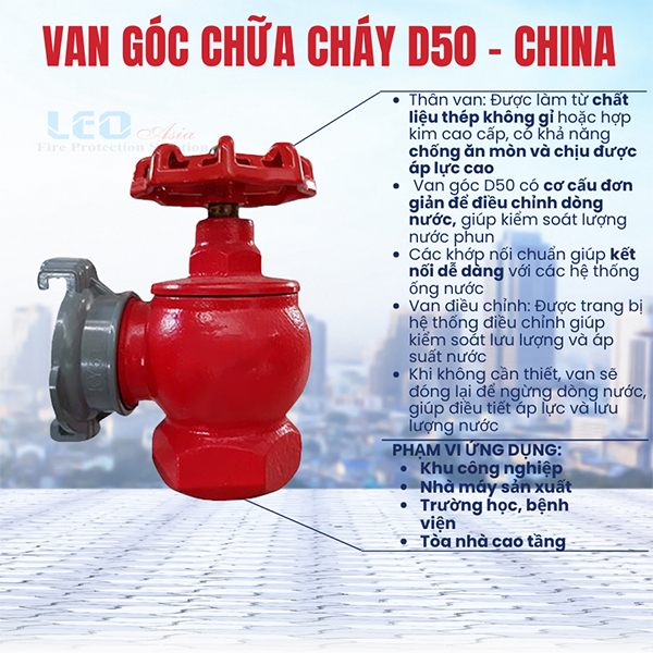 Van góc chữa cháy D50 - China