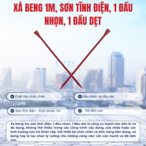 Xà beng 1m, sơn tĩnh điện, 1 đầu nhọn, 1 đầu dẹt