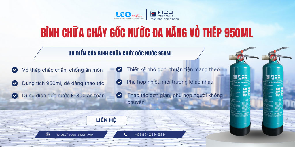 FC-101-WB - Bình chữa cháy gốc nước đa năng vỏ thép 950ml