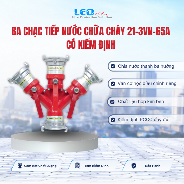 Ba chạc tiếp nước chữa cháy 21-3VN-65A có kiểm định (Đầu vào DN65, 3 đầu ra bao gồm 2 đầu DN50 và 1 đầu DN65) Ba chạc tiếp nước chữa cháy 21-3VN-65A có kiểm định (Đầu vào DN65, 3 đầu ra bao gồm 2 đầu DN50 và 1 đầu DN65)