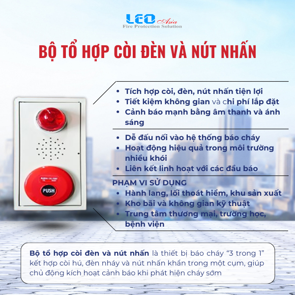 Bộ tổ hợp còi đèn và nút nhấn