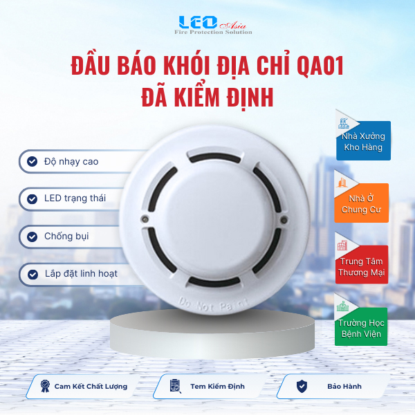 Đầu báo khói địa chỉ QA01, đã bao gồm tem kiểm định Đầu báo khói địa chỉ QA01, đã bao gồm tem kiểm định