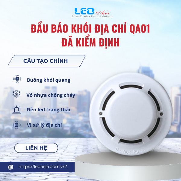 Đầu báo khói địa chỉ QA01, đã bao gồm tem kiểm định