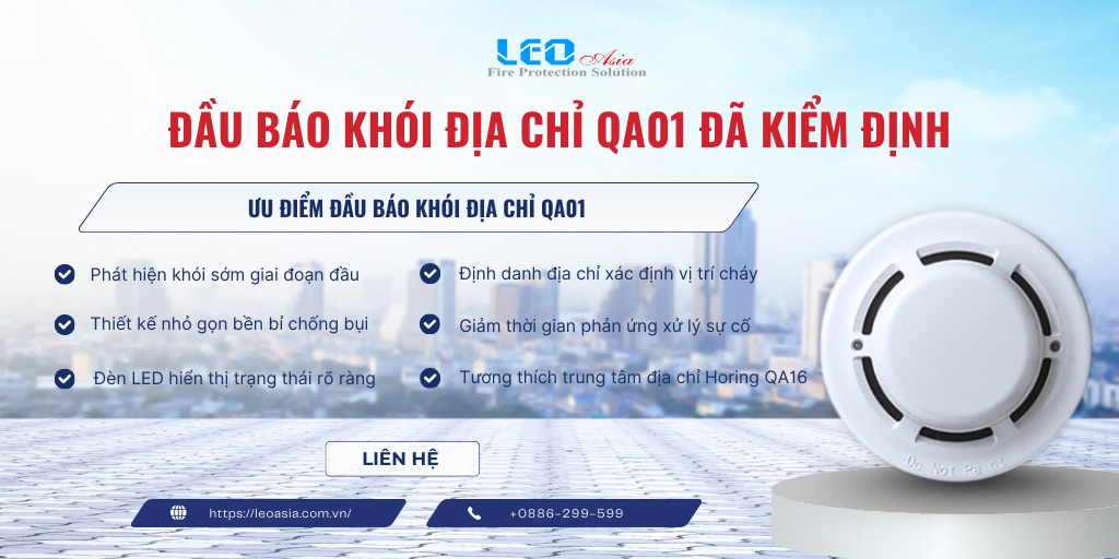 Đầu báo khói địa chỉ QA01, đã bao gồm tem kiểm định