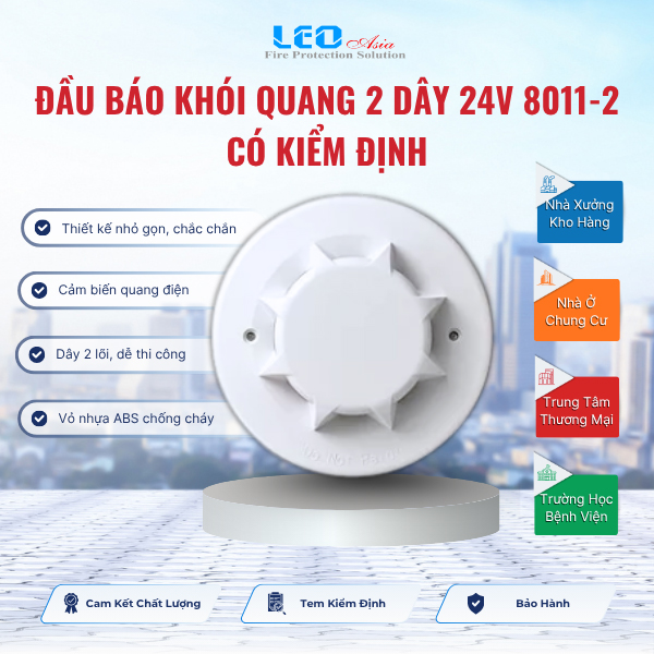 Đầu báo khói quang 2 dây 24V 8011-2, có tem kiểm định Đầu báo khói quang 2 dây 24V 8011-2, có tem kiểm định