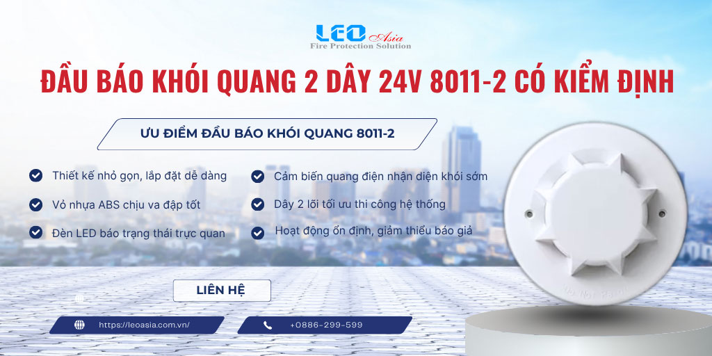 Đầu báo khói quang 2 dây 24V 8011-2, có tem kiểm định