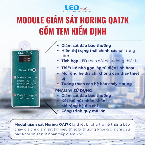 Modul giám sát Horing QA17K đã bao gồm tem kiểm định