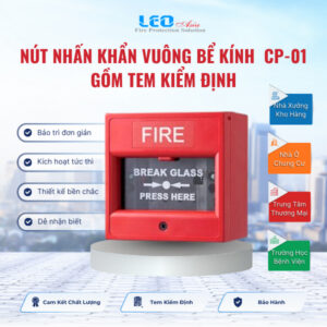 Nút nhấn khẩn vuông bể kính CP-01, đã bao gồm tem kiểm định