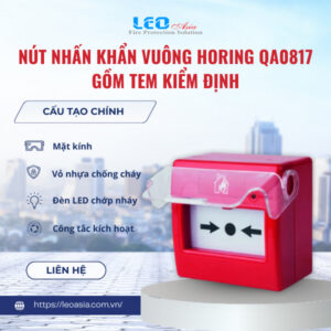 Nút nhấn khẩn vuông Horing QA0817 gồm tem kiểm định