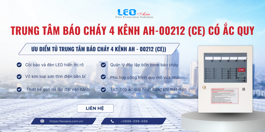 Trung tâm báo cháy 4 kênh AH-00212 (CE) có ắc quy