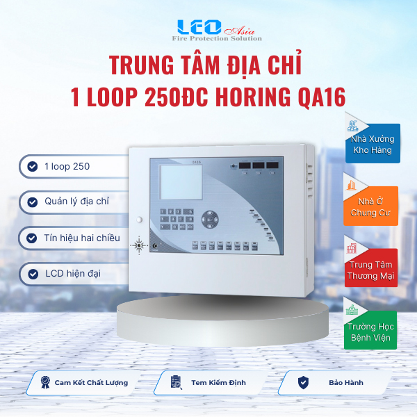 Trung tâm báo cháy địa chỉ 1loop 250đc Horing QA16 Trung tâm báo cháy địa chỉ 1loop 250đc Horing QA16
