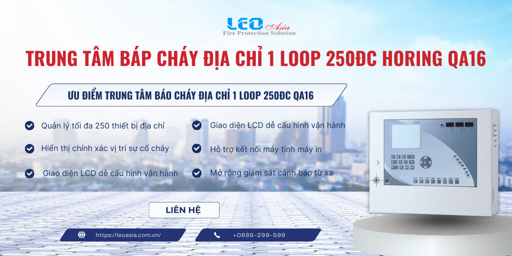 QA16 1 loop Trung tâm báo cháy địa chỉ 1loop 250đc Horing QA16