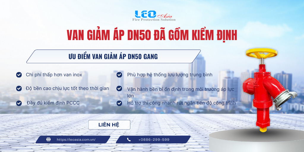 Van giảm áp DN50 gang đã bao gồm kiểm định