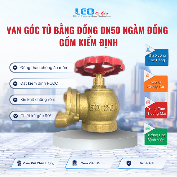 Van góc tủ bằng đồng DN50 ngàm đồng đã bao gồm kiểm định Van góc tủ bằng đồng DN50 ngàm đồng đã bao gồm kiểm định